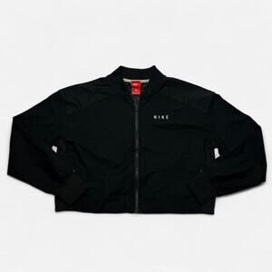 Nike black cropped mesh tech bomber zip jacket men’s M streetwear style